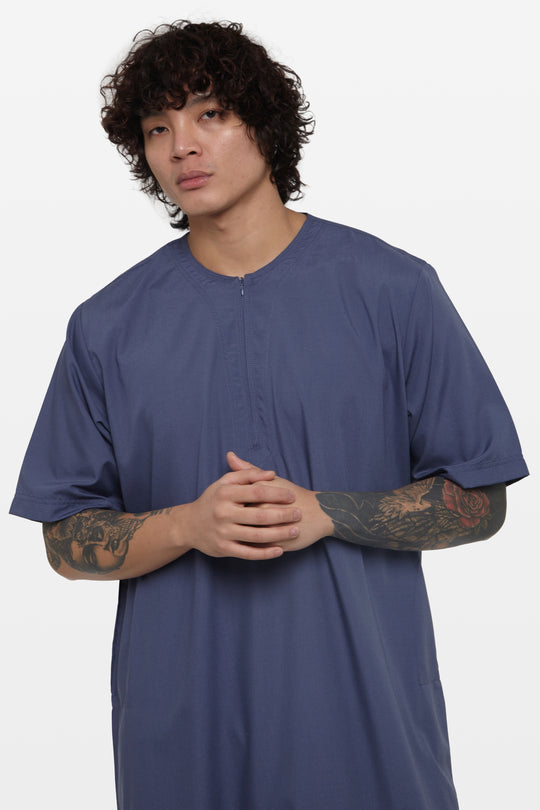 Shadow Navy Short Sleeve Thobe