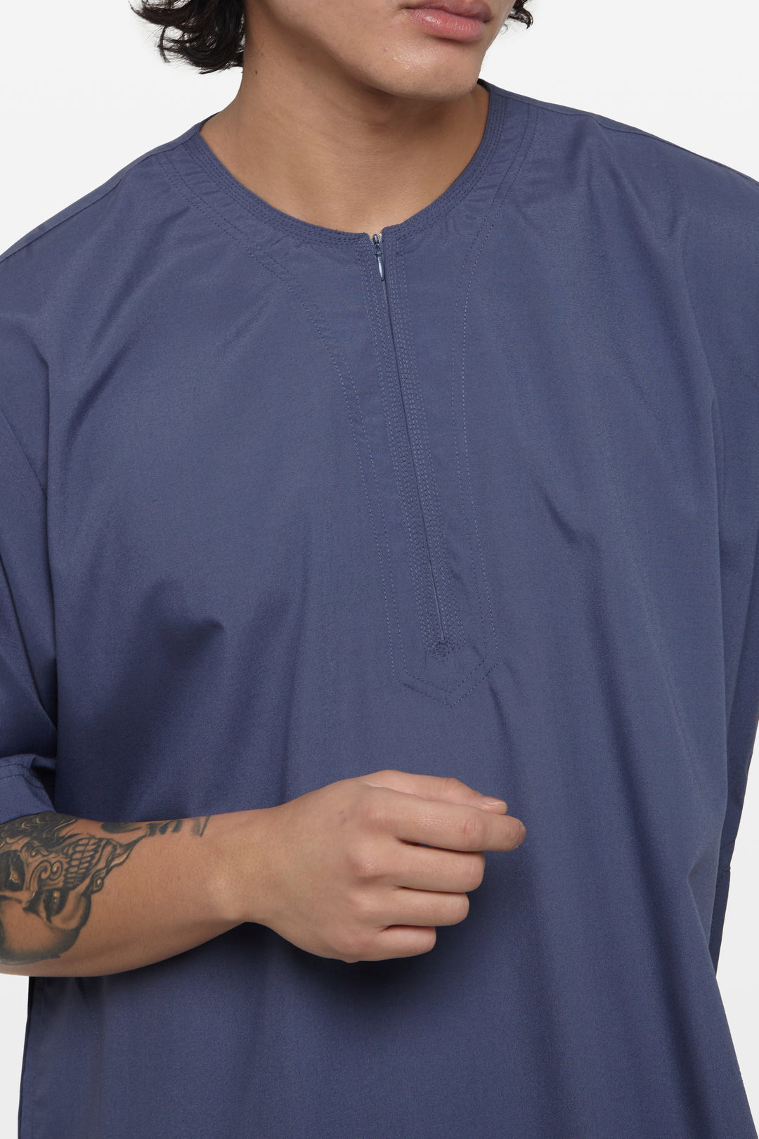 Shadow Navy Short Sleeve Thobe