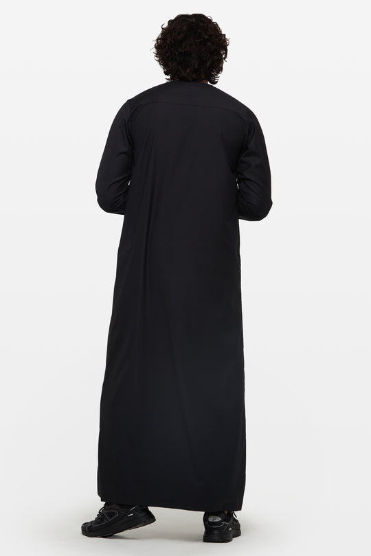 Pure Black Heavy Emirati Thobe