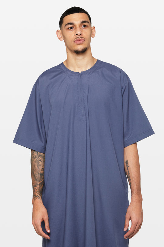 Shadow Navy Short Sleeve Thobe