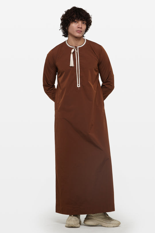 Chocolate Brown & Ivory Omani Thobe