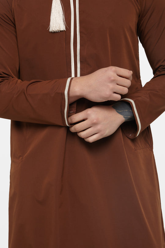 Chocolate Brown & Ivory Omani Thobe