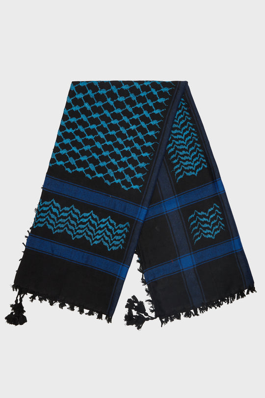 Black & Sky Blue Keffiyeh Scarf