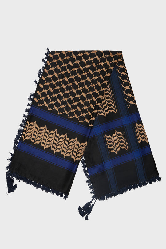 Black & Beige Blue Keffiyeh Scarf