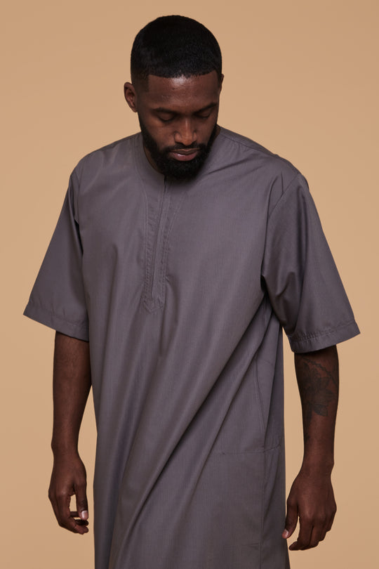 Steel Grey Short Sleeve Thobe