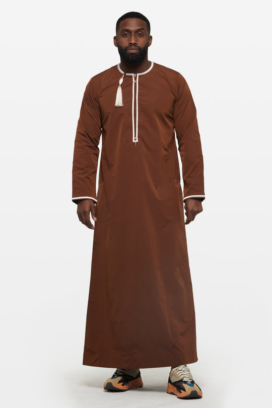 Chocolate Brown & Ivory Omani Thobe