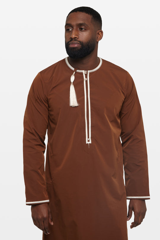 Chocolate Brown & Ivory Omani Thobe