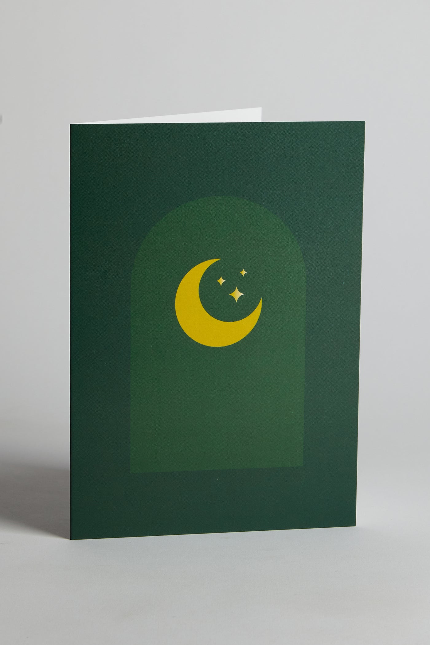 Moon & Star Green Greeting Card