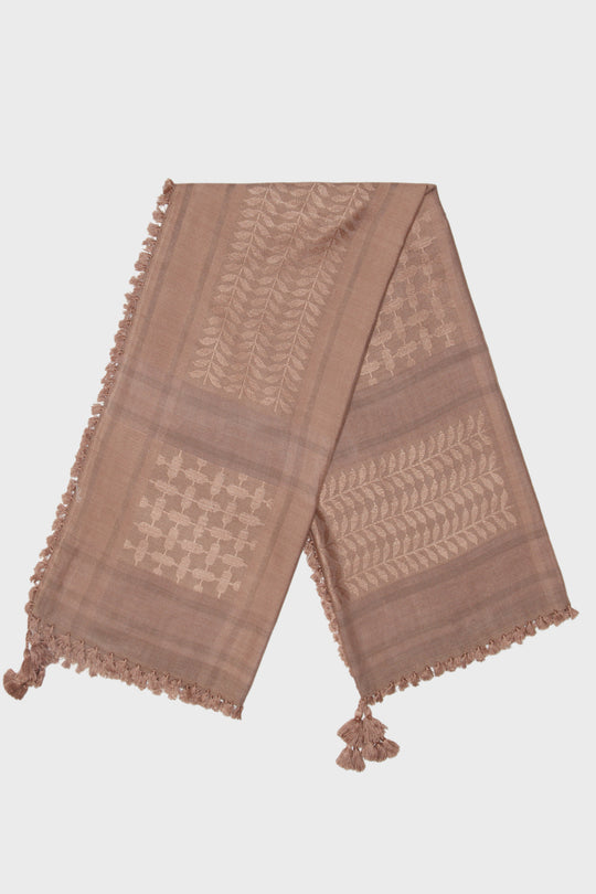 Caramel Brown & Tan Brown Bamboo Keffiyeh Scarf