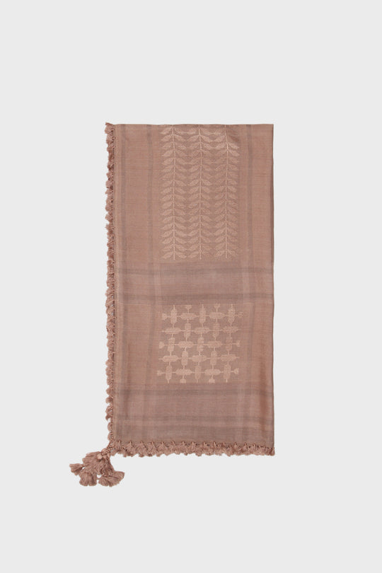 Caramel Brown & Tan Brown Bamboo Keffiyeh Scarf