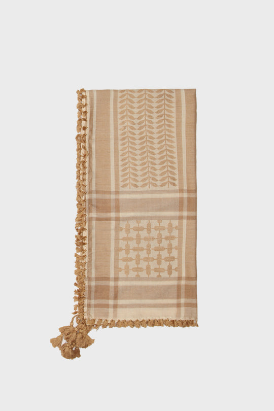 Cream & Gold Bamboo Keffiyeh Scarf