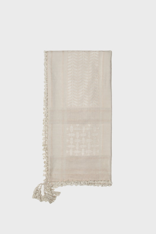 Eggshell Cream & Caramel Brown Bamboo Keffiyeh Scarf