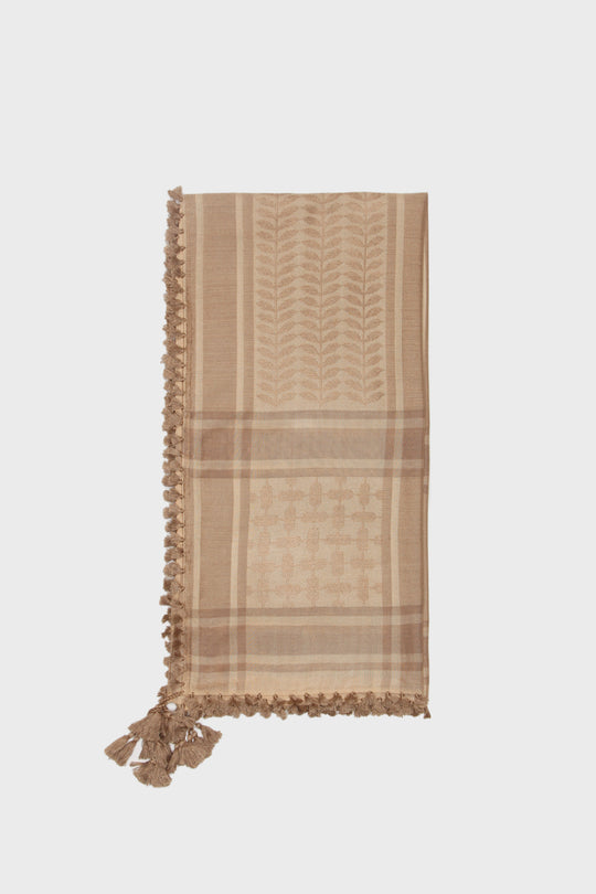 Light Khaki & Pale Khaki Bamboo Keffiyeh Scarf