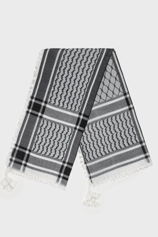 All Black & White Bamboo Keffiyeh Scarf