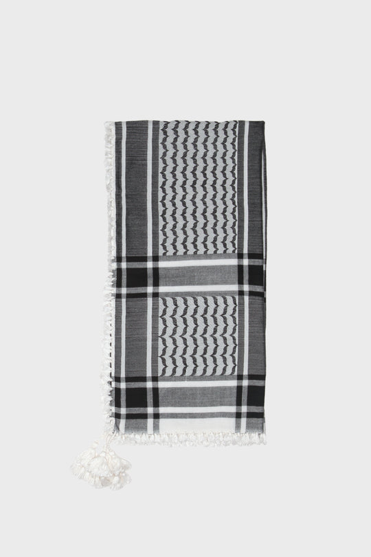 All Black & White Bamboo Keffiyeh Scarf