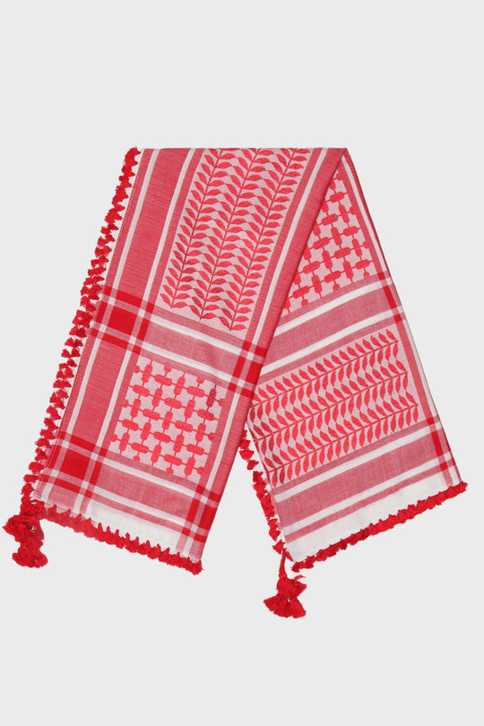 White & Red Bamboo Keffiyeh Scarf