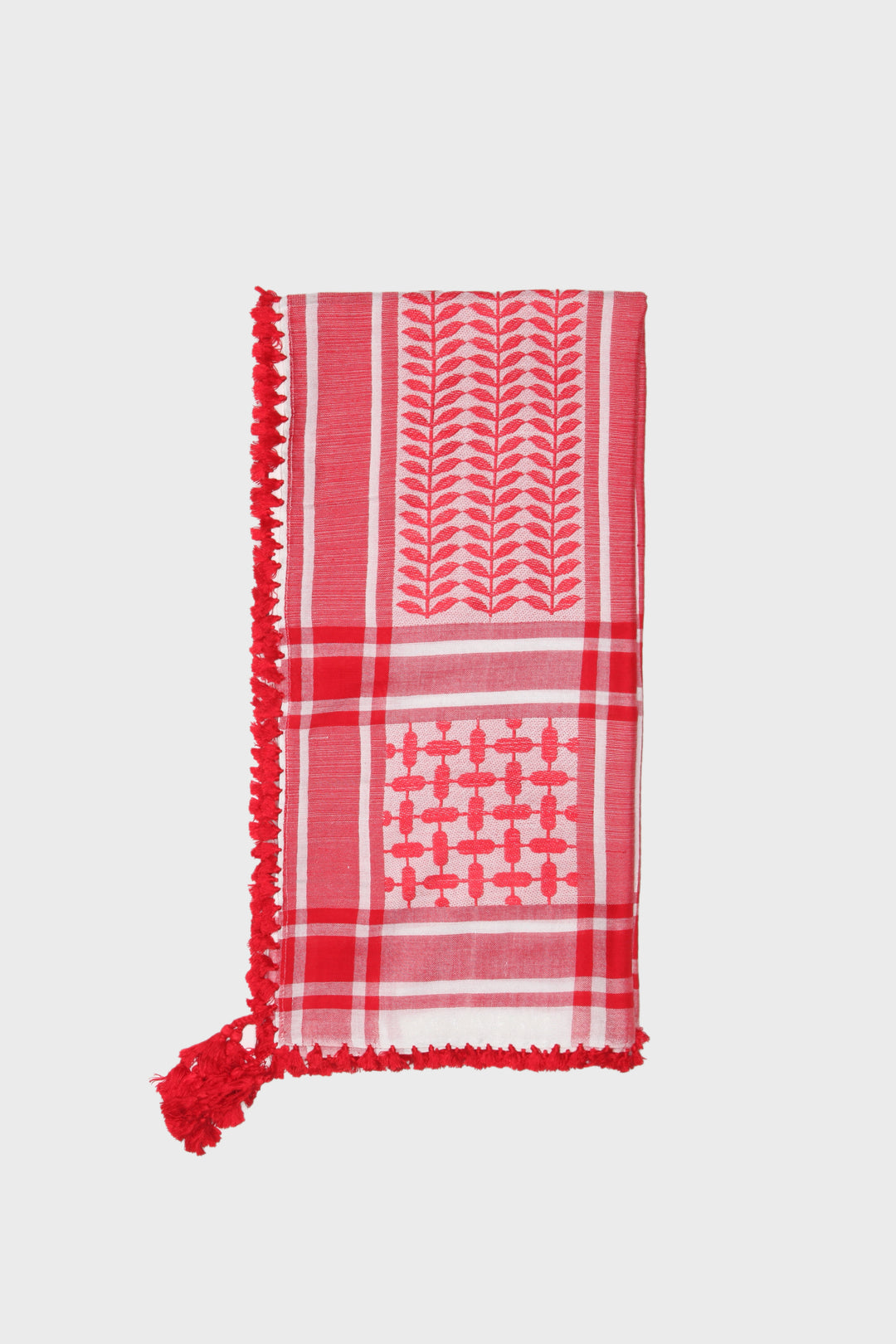 White & Red Bamboo Keffiyeh Scarf