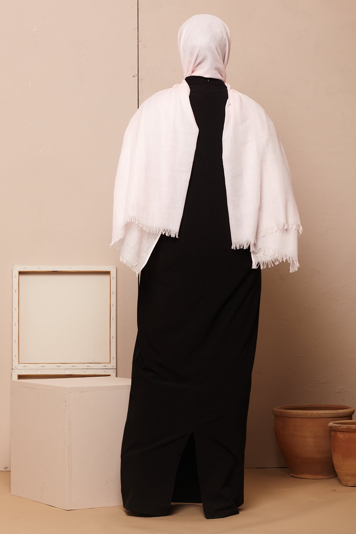 Black High Collar Neck Batwing Abaya