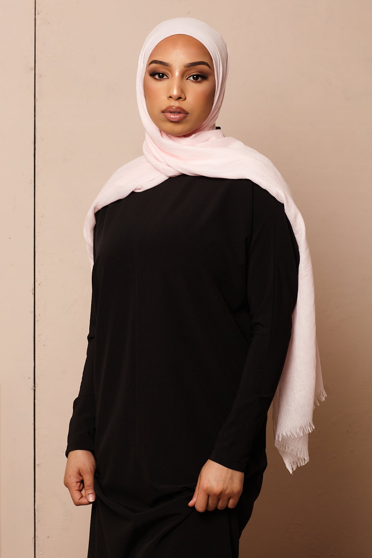 Black High Collar Neck Batwing Abaya