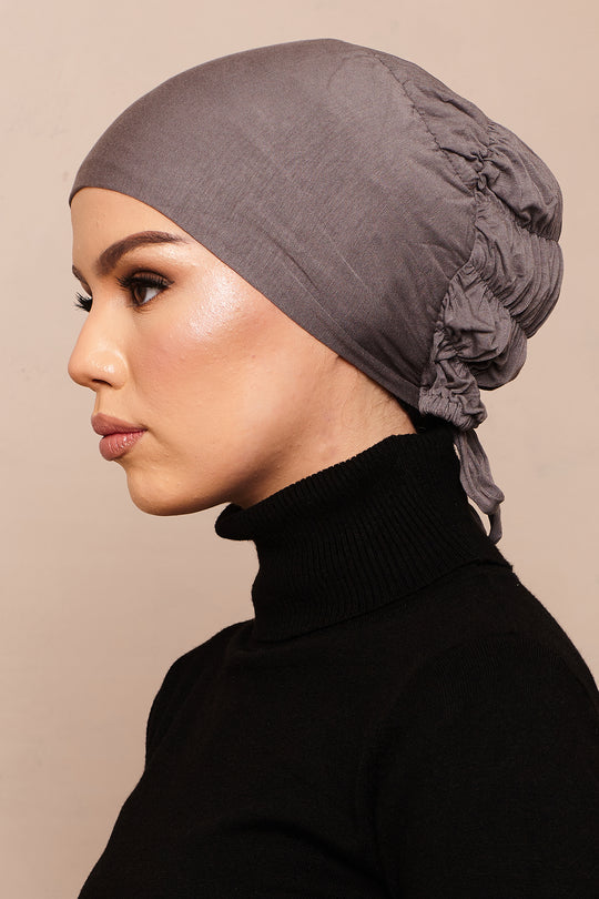 Shadow Charcoal Scrunchie Bamboo Jersey Hijab Cap