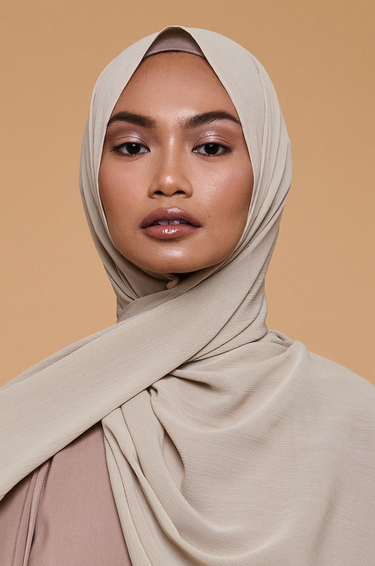 Light Khaki Crinkle Soft Crepe Hijab