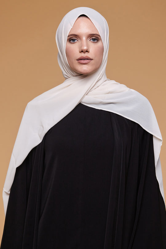 Pearled Ivory Crinkle Soft Crepe Hijab