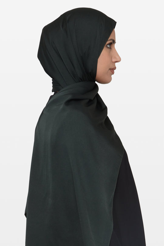 Dark Green Grain Satin Hijab