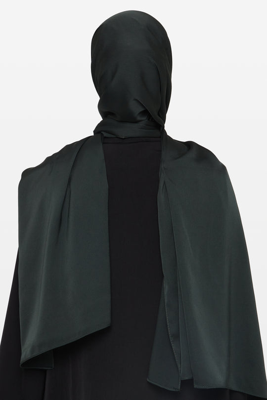 Dark Green Grain Satin Hijab