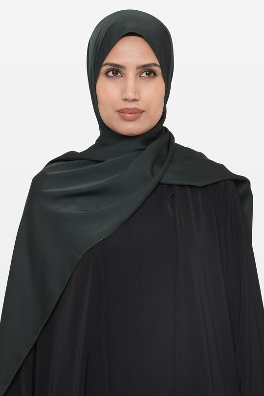 Dark Green Grain Satin Hijab