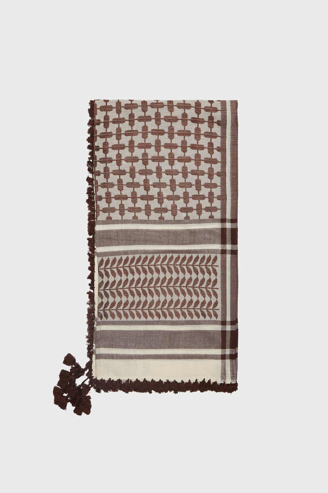 Deep Taupe & Coffee Bamboo Keffiyeh Scarf