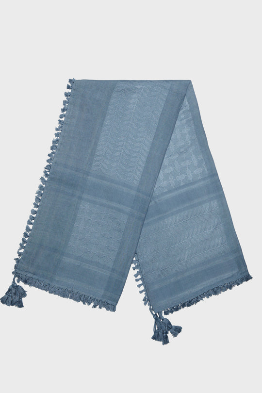 Faded Denim & Blue Shadow Bamboo Keffiyeh Scarf