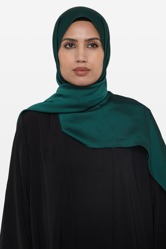 Forest Green Grain Satin Hijab