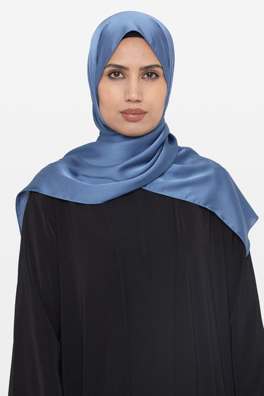 Maya Blue Grain Satin Hijab