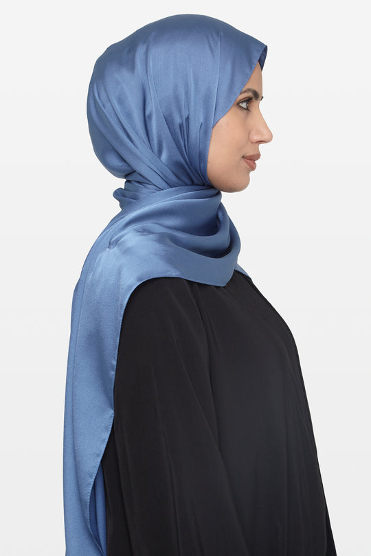 Maya Blue Grain Satin Hijab