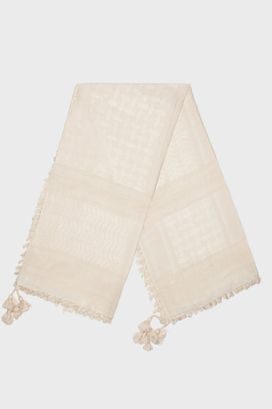 Pearled Ivory & Eggnog Bamboo Keffiyeh Scarf