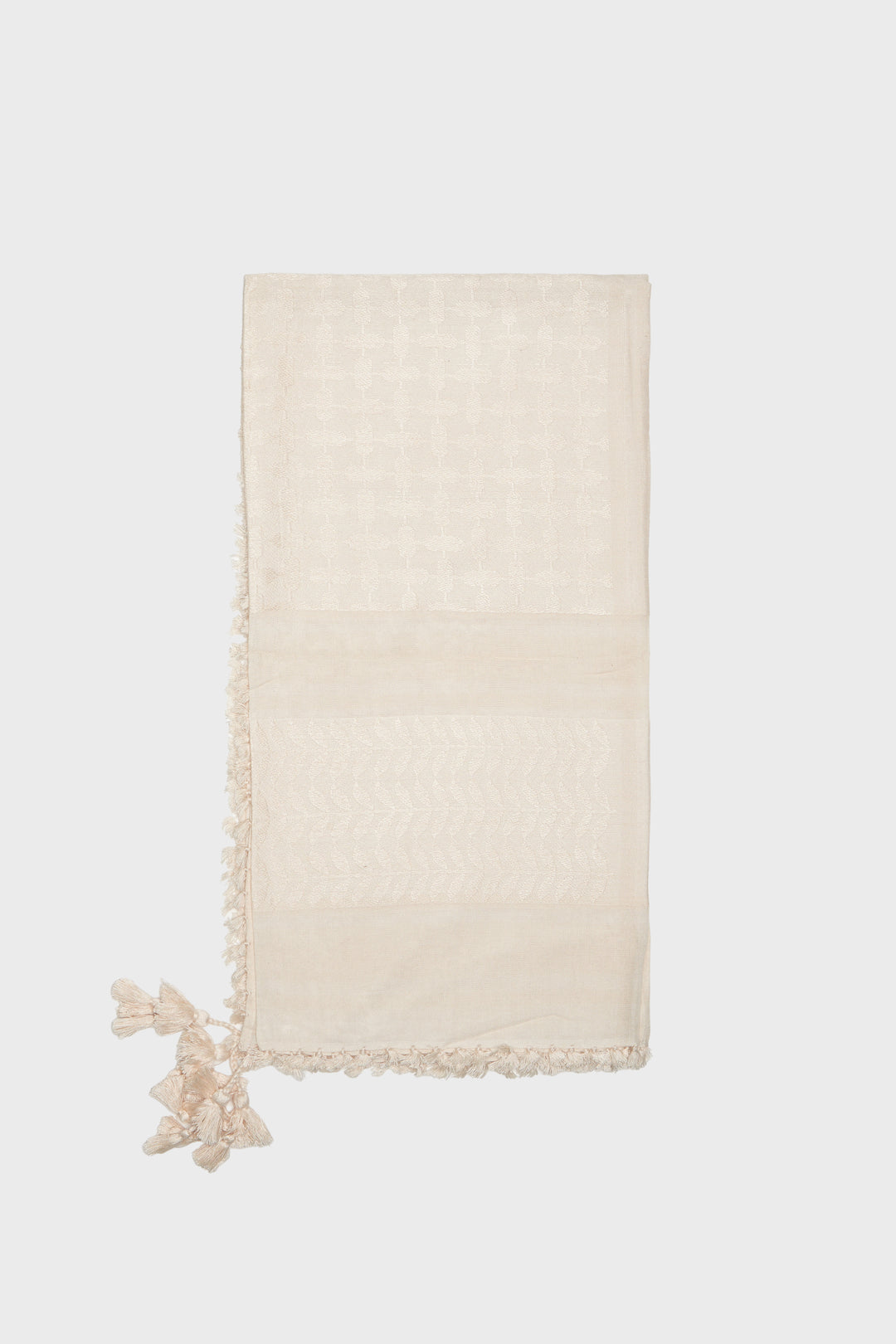 Pearled Ivory & Eggnog Bamboo Keffiyeh Scarf