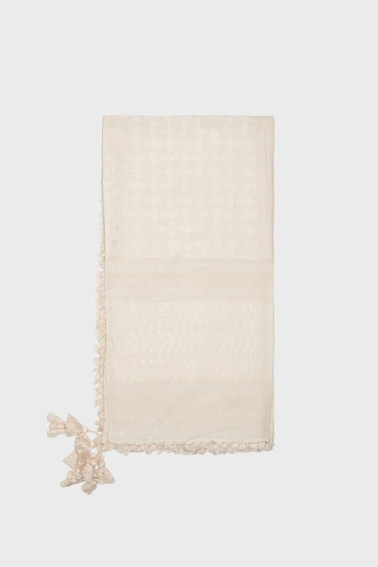 Pearled Ivory & Eggnog Bamboo Keffiyeh Scarf