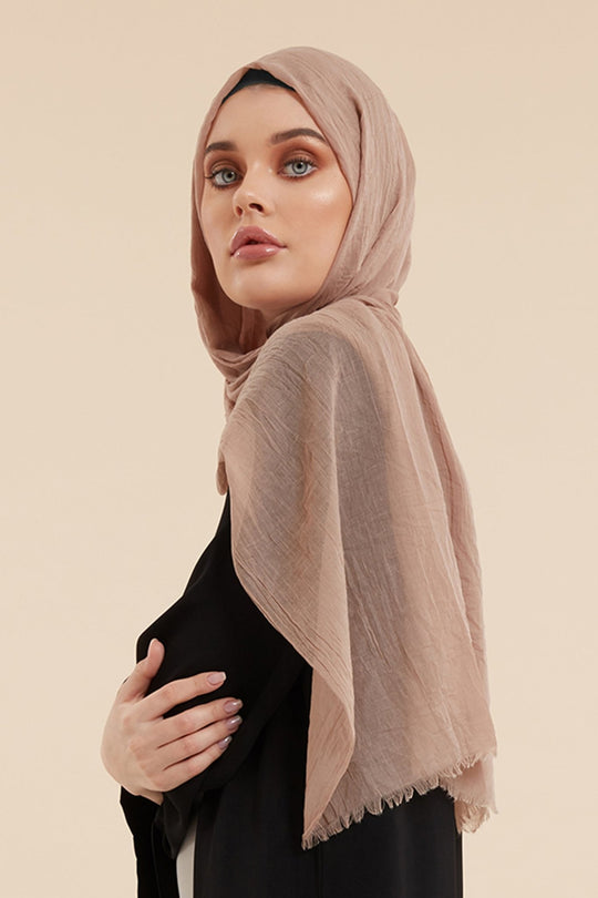 Beige Cotton & Silk Hijab - CAVE