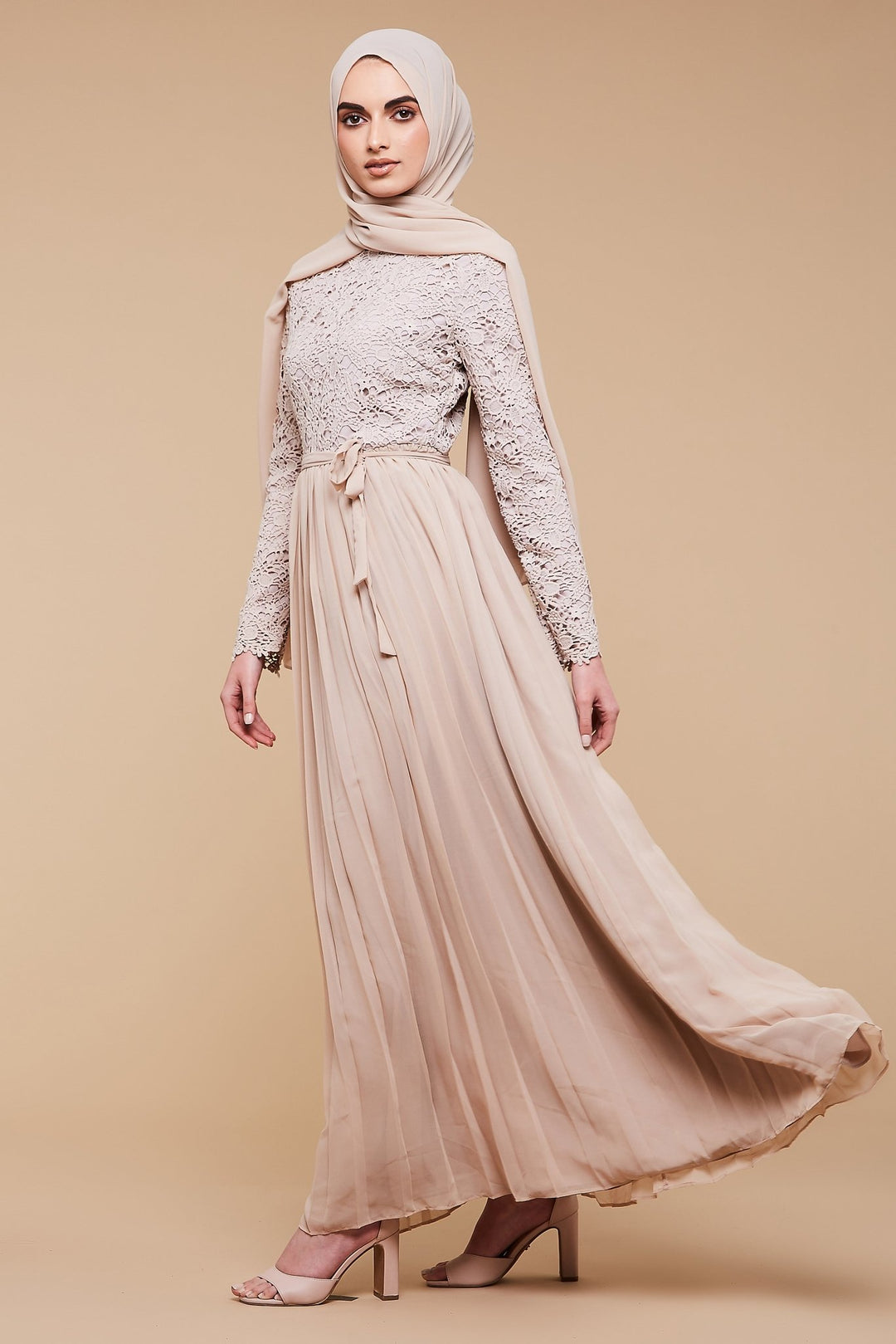 Beige Georgette Hem Occasion wear - CAVE