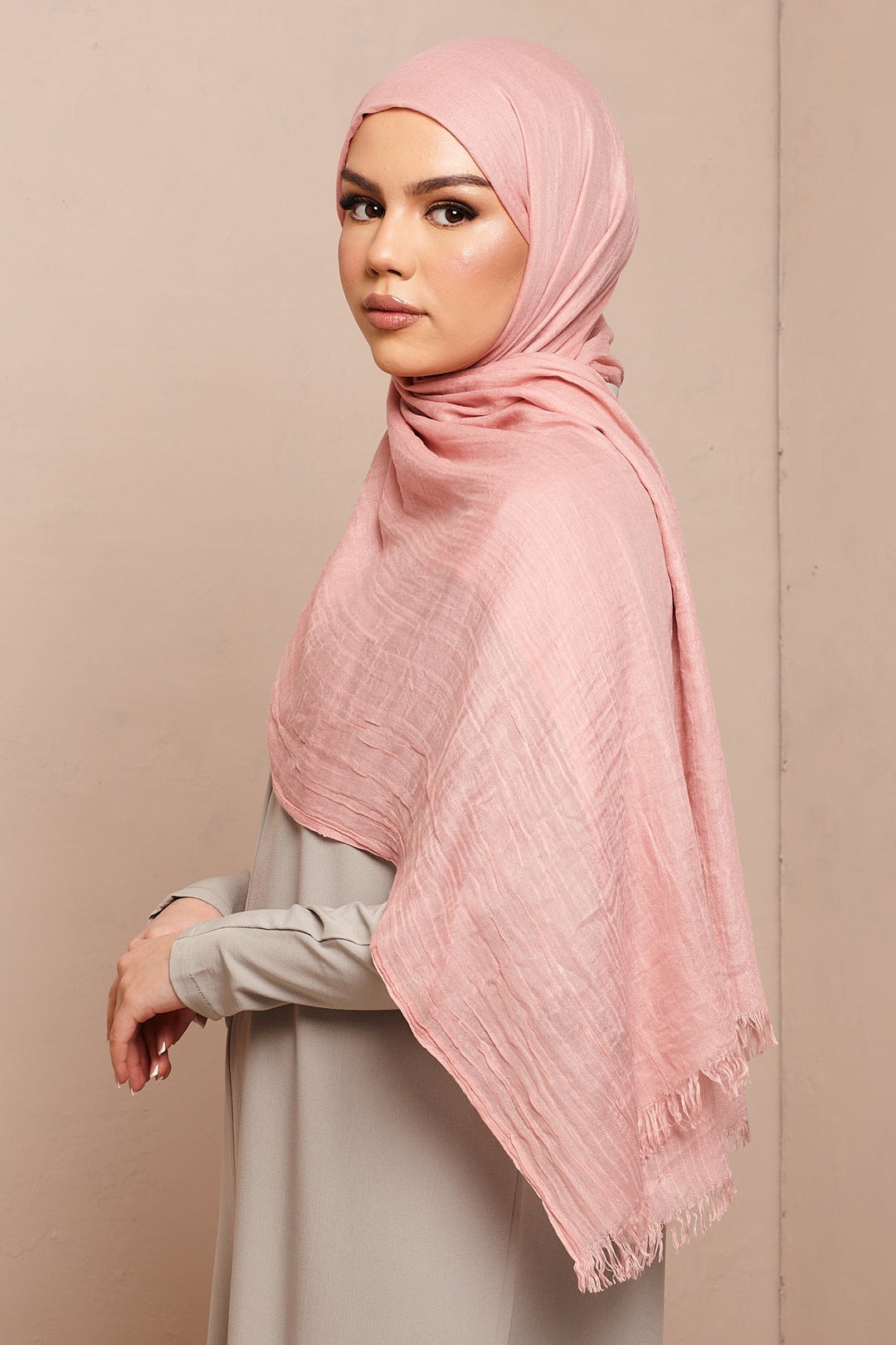 Blush Pink Cotton & Wool Hijab - CAVE