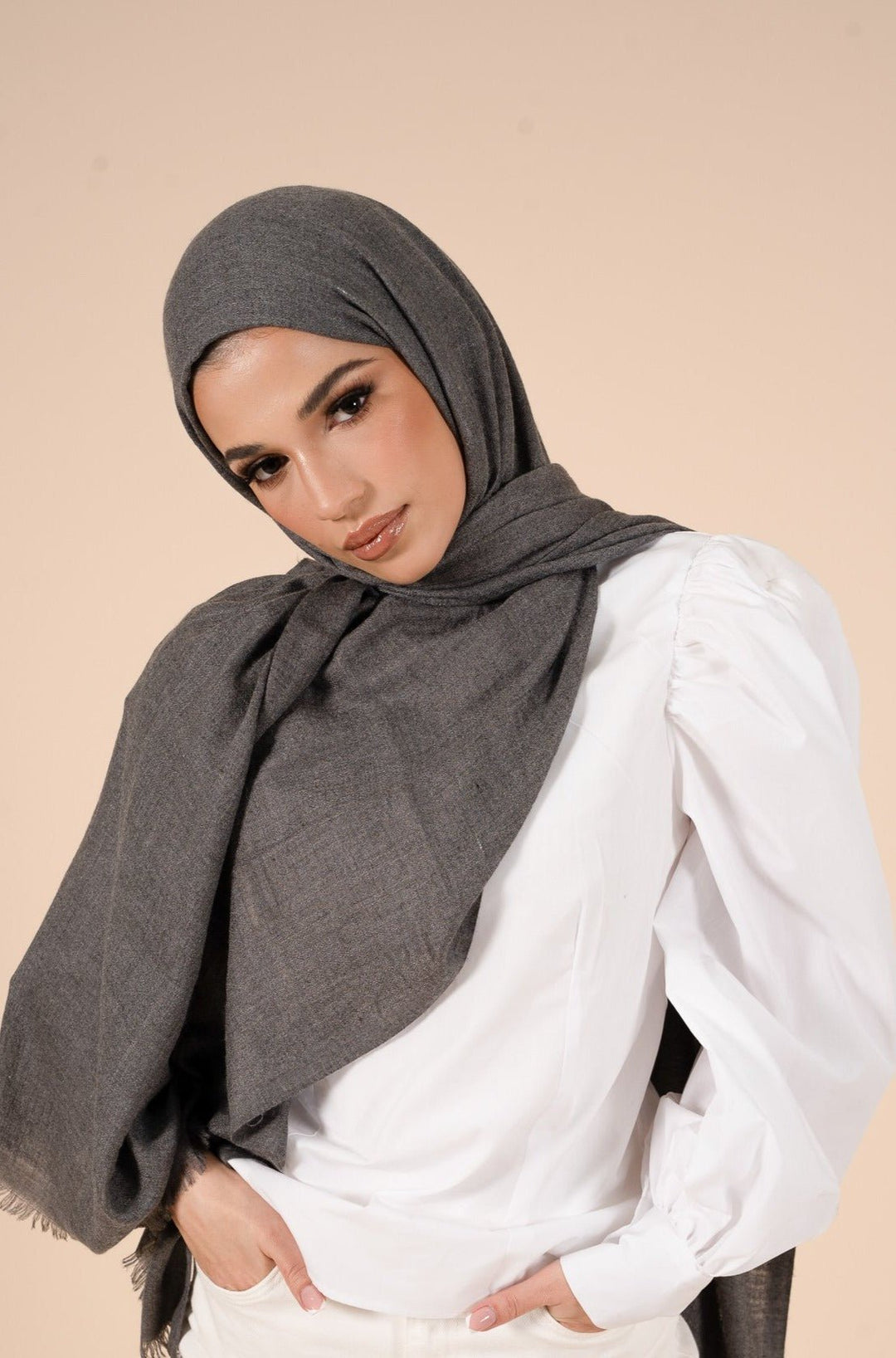 Charcoal Art Cotton & Wool Hijab - CAVE