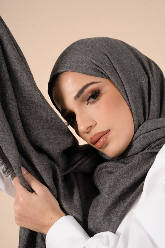 Charcoal Art Cotton & Wool Hijab - CAVE