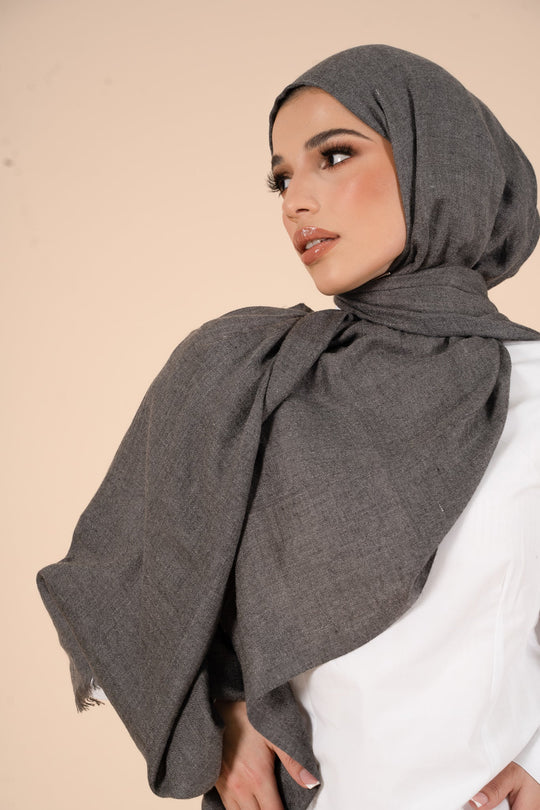 Charcoal Art Cotton & Wool Hijab - CAVE