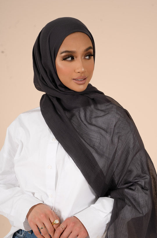 Charcoal Frost Cotton & Silk Hijab - CAVE