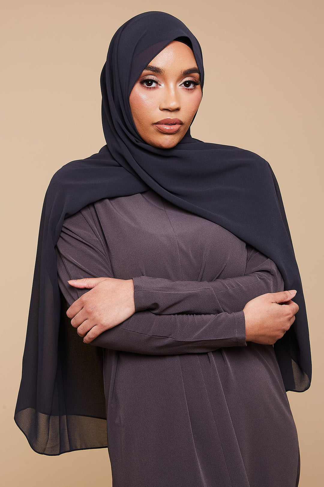 Charcoal Soft Crepe Chiffon Hijab - CAVE