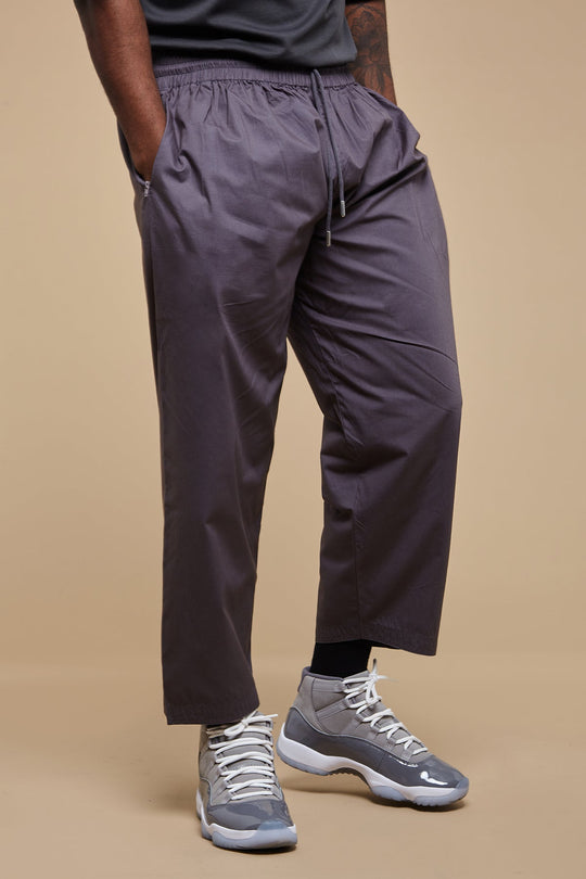 Charcoal Wide Leg Cotton Trousers - CAVE