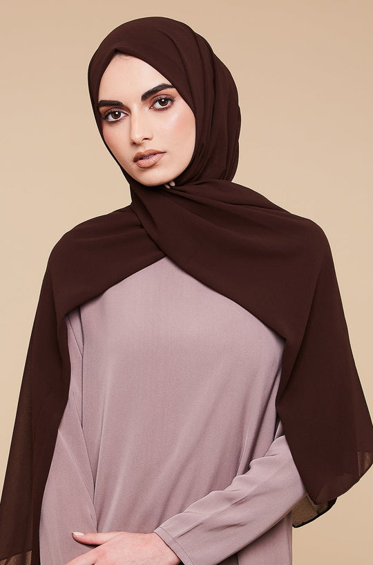 Chocolate Brown Soft Crepe Chiffon Hijab - CAVE