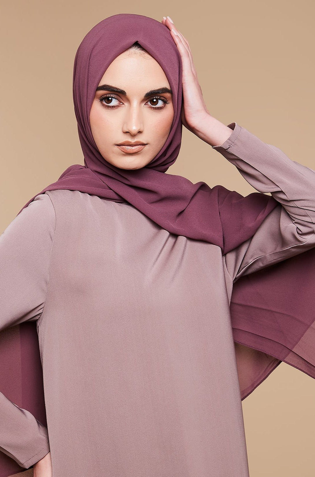 Deep Plum Soft Crepe Chiffon Hijab - CAVE