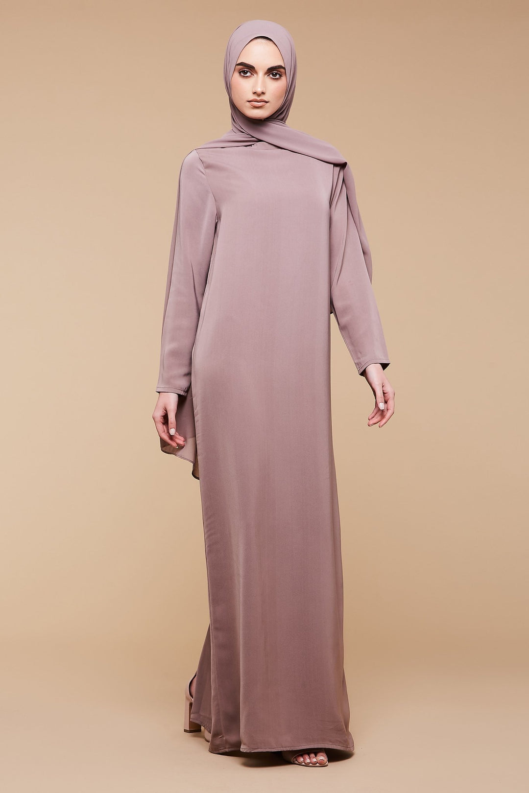 Deep Taupe High Classic Neck Abaya - CAVE