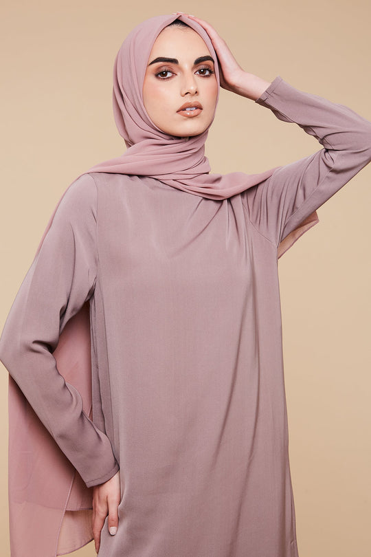 Dusty Pink Crepe Chiffon Hijab - CAVE